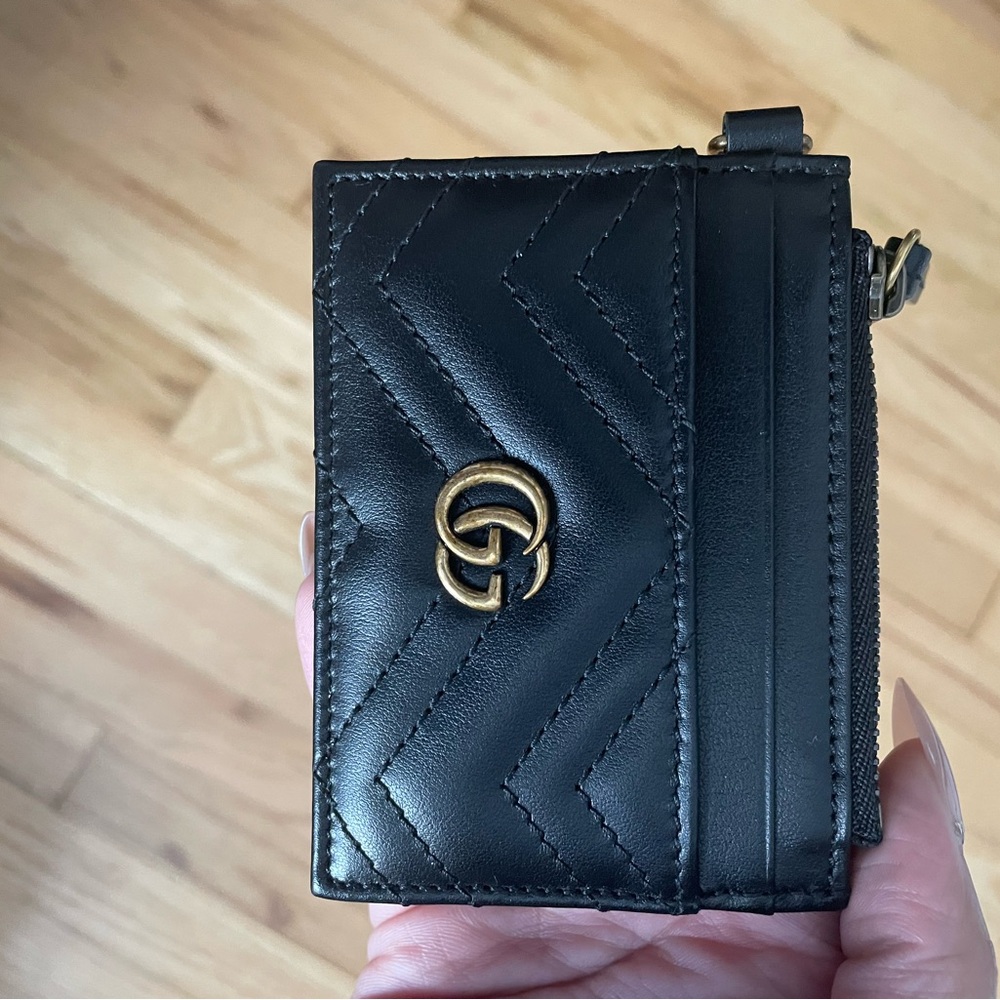 Gucci Black and Gold Card & Coin Holder